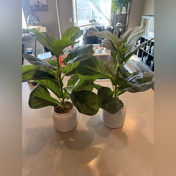 Other - Green Faux Plant in White Pot